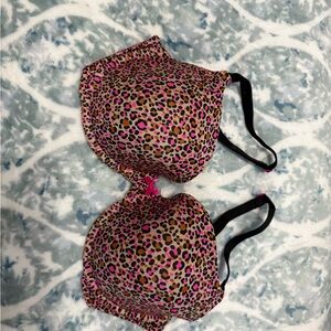 Victoria's Secret Leopard Print Bra with Pink Highlights